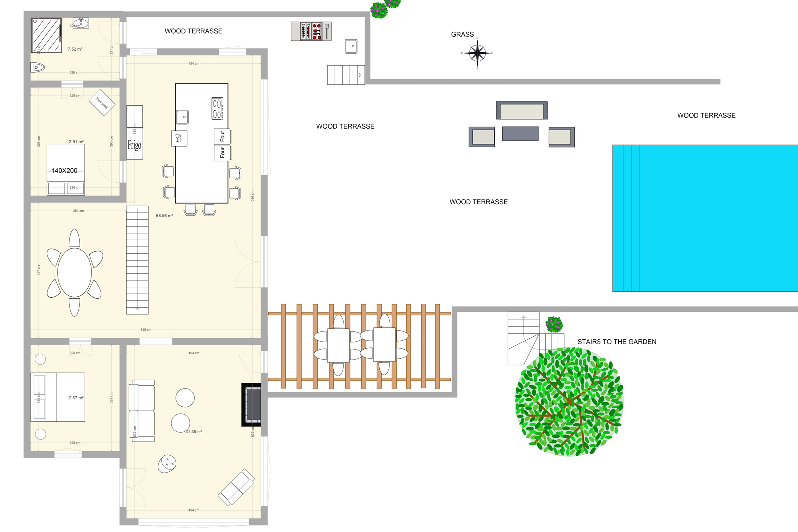 Plattegrond living niveau